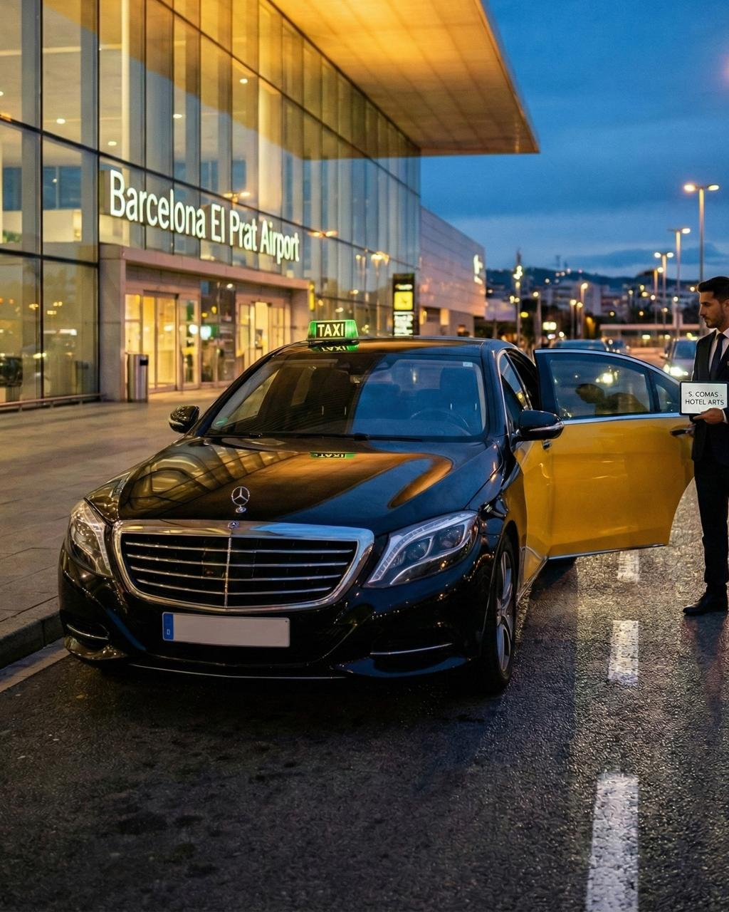 Luxury Mercedes executive taxi at Barcelona El Prat Airport