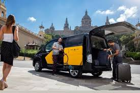Mercedes Vito family taxi with luggage at Barcelona
